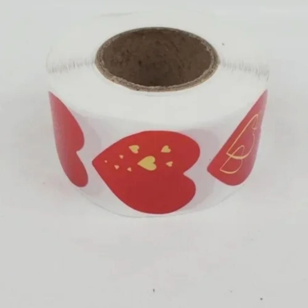 500 Pieces Roll Heart Sealing Sticker